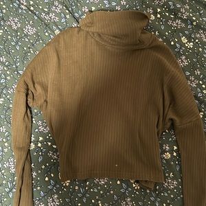 Navy green ribbed turtle neck sweater